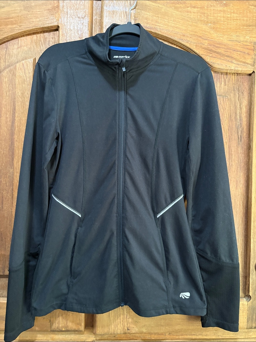 Marika Black Full-Zip Utility Jacket with Reflective Pocket Trim